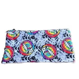 Grateful Dead lightning bolt zipper Rainbow cosmetic bag tie dye cotton